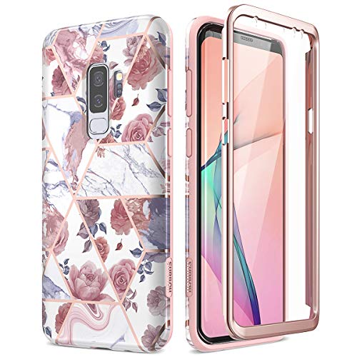 Product Cover SURITCH Case for Galaxy S9 Plus, [Built-in Screen Protector] Rose Marble Full-Body Protection Shockproof Rugged Bumper Protective Cover for Samsung Galaxy S9 Plus 6.2 Inch (Rose Marble)