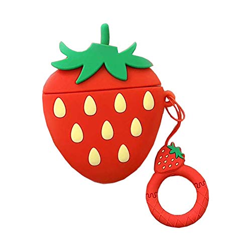 Product Cover AirPods Case Cute Fruit Shape,AirPods Accessories Kits Funny 3D Cute Cartoon Silicone AirPods Cover Case for Apple Airpods 2 & 1 Cool Fun Girls Teens Boys Men Strawberry