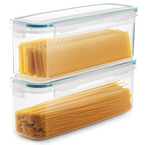 Product Cover Komax Biokips Set of 2 Pasta Storage Containers | 77.8-oz Rectangular Pasta Containers | Airtight Spaghetti Container Storage With Locking Lids | BPA-Free Pasta Canister Set | Dishwasher Safe
