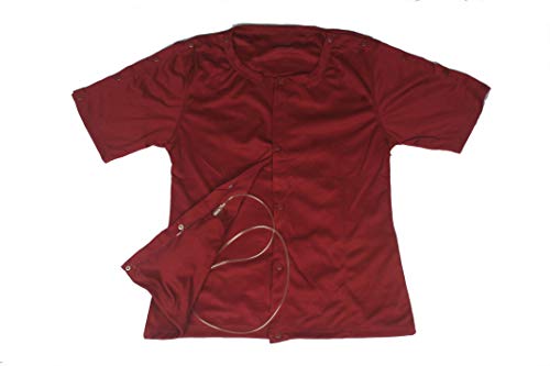 Product Cover 2 pcs Set of Post Mastectomy Easy Open Surgery Recovery Shirt Top with Pockets for Drain (Medium, Maroon)