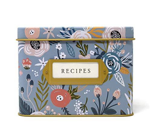 Product Cover Jot & Mark Decorative Tin for Recipe Cards | Holds Hundreds of 4x6 Cards (Garden Floral)