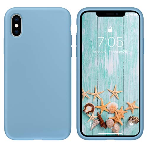 Product Cover Case for iPhone X/iPhone Xs Liquid Silicone Gel Rubber Phone Case,iPhone X/iPhone Xs 5.8 Inch Full Body Slim Soft Microfiber Lining Protective Case（Cornflower）