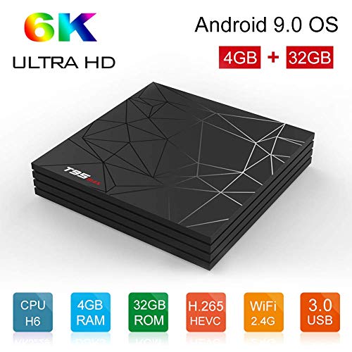 Product Cover Android 9.0 Box, T95 MAX TV Box 4GB DDR3 RAM 32GB ROM WiFi 2.4GHz Support 6K 3D H.265 HDMI USB 3.0 H6 Quad-core cortex-A53