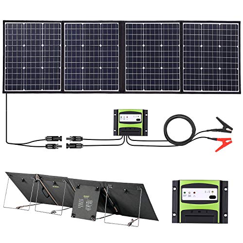 Product Cover SUAOKI Solar Charger 160W Solar Panel Kit Compatible S270/G500/PS5B/S200 Power Station Generator and ROCKPALS 300W Portable Generator, Solar Car Battery Charger for Motorcycle RV Boat