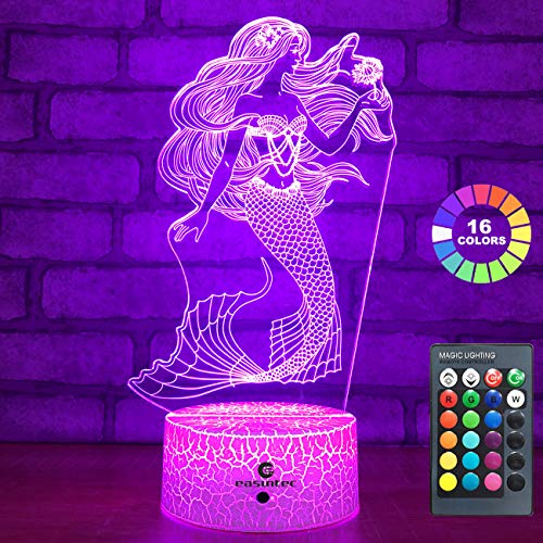 Product Cover easuntec Mermaid Toys Night Light with Remote & Smart Touch 7 Colors + 16 Colors Changing Dimmable Mermaid Gifts 1 2 3 4 5 6 7 8 Year Old Girl Gifts (Mermaid 16WT)