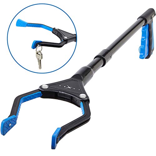 Product Cover Grabber Reacher Tool - Newest Version Luxet 19 Inch Long Steel Foldable Pick Up Stick - Strong Grip Magnetic Tip - Heavy Duty Trash Picker Claw Reacher Grabber Tool for Elderly Wheelchair Mobility Aid