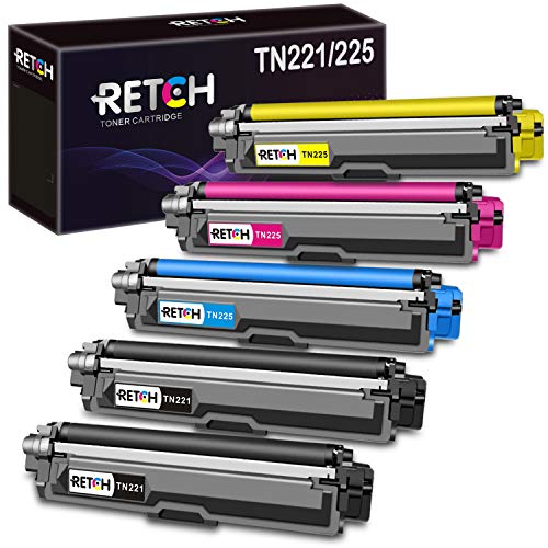 Product Cover RETCH Compatible Brother TN221 TN225 Toner Cartridge Replacement Used in Brother MFC-9130CW HL-3170CDW HL-3180CDW MFC-9330CDW MFC-9340CDW MFC-9342CDW Printer (2 Black 1 Cyan 1 Yellow 1 Magenta)