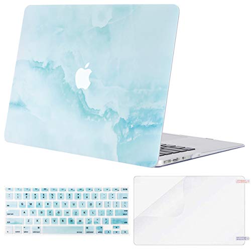 Product Cover MOSISO MacBook Air 13 inch Case (A1369 & A1466, Older Version 2010-2017 Release), Plastic Pattern Hard Case&Keyboard Cover&Screen Protector Only Compatible with MacBook Air 13, Hot Blue Cloud Marble