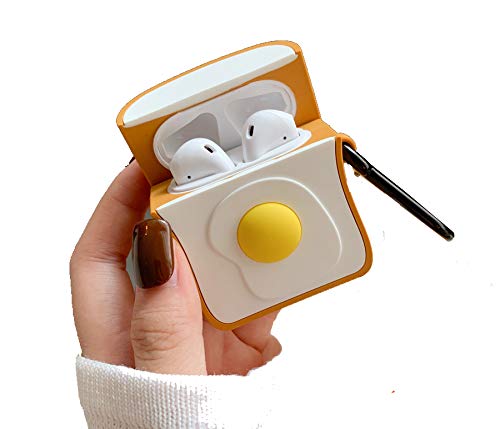 Product Cover Airpod Case for Apple Airpods 1&2, Cute 3D Funny Cartoon Soft Silicone Cover, Kawaii Fun Cool Keychain Design Skin, Fashion Color Cases for Girls Kids Boys Air pods (Yellow)