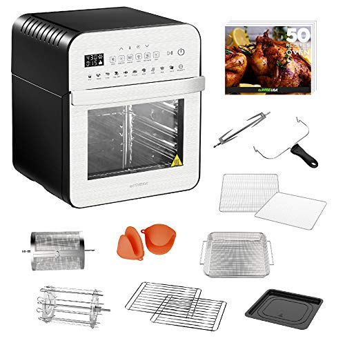 Product Cover GoWISE USA GW44804 Air Fryer Toaster Oven with Rotisserie + Dehydrator and 11 Accessories + 50 Recipes, Ultra (Silver/Black), 12.7 quart