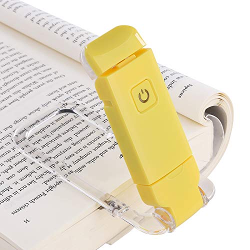 Product Cover DEWENWILS Rechargeable Book Light for Kids, Warm White, Brightness Adjustable for Eye Care, LED Clip on Book Lights for Reading in Bed, Portable Bookmark Light, Yellow