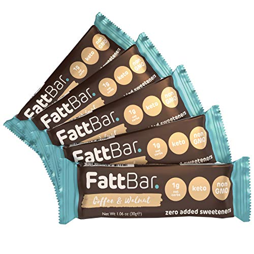 Product Cover FattBar Keto Super Fats Bar (Coffee & Walnut, 5-Pack) | Natural and Delicious Keto Snacks | Low Net Carb, High Fiber, Low Sugar, Keto, Gluten Free, Sweetener Free, Vegan, Non-GMO