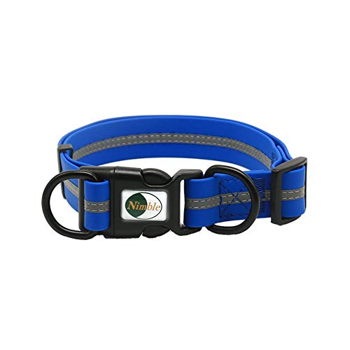 Product Cover NIMBLE Dog Collar Waterproof Pet Collars Anti-Odor Durable Adjustable PVC & Polyester Soft with Reflective Cloth Stripe Basic Dog Collars S/M/L Sizes (Large (15.35