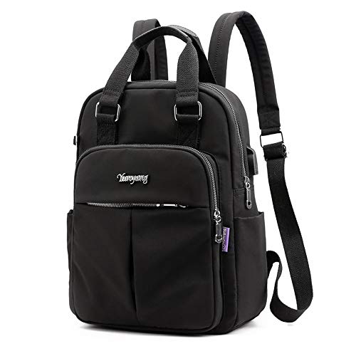 Product Cover Backpack Purse For Women Men with USB Charging Port Laptop Rucksack Travel Shoulder Bag (Black)