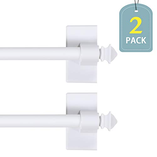 Product Cover H.VERSAILTEX Appliance Square Finials Magnetic Rods Suitable for Any Steel Surface, 16 to 28 Inch, 1/2 Inch Diameter, White, 2-Pack