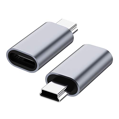 Product Cover USB C to Mini USB 2.0 Adapter, (2-Pack)Type C Female to Mini USB 2.0 Male Convert Connector Support Charge & Data Sync Compatible GoPro Hero 3+, MP3 Players, Dash Cam, Digital Camera, GPS Receiver etc