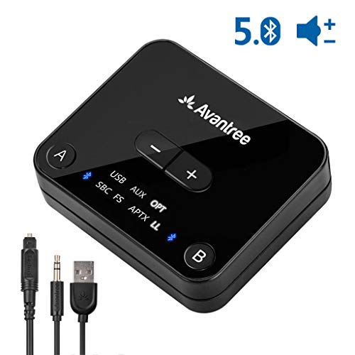 Product Cover [2020 New Version] Avantree Bluetooth 5.0 Transmitter for TV PC with Volume Control, aptX Low Latency Wireless Audio Adapter for 2 Headphones (Optical, Aux, RCA, USB) 100ft Long Range - Audikast Plus