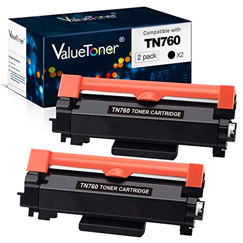 Product Cover Valuetoner Compatible Toner Cartridge Replacement for Brother TN760 TN-760 TN730 TN-730 High Yield for HL-L2350DW DCP-L2550DW HL-L2395DW Hl-L2390DW HL-L2370DW Printer (2 Black)