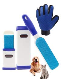 Product Cover Moshay House Pet Hair Remover Brush - Lint Brush - Fur Remover - Fur & Lint Removal - Dog & Cat Hair Remover - Double-Sided Brush with Self-Cleaning Base - for Furniture Clothing Car Seat  (BLUE)