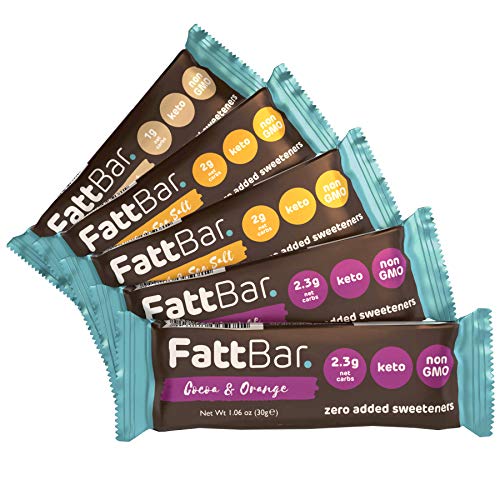 Product Cover FattBar Keto Super Fats Bar (Variety, 5-Pack) | Natural and Delicious Keto Snacks | Low Net Carb, High Fiber, Low Sugar, Keto, Gluten Free, Sweetener Free, Vegan, Non-GMO