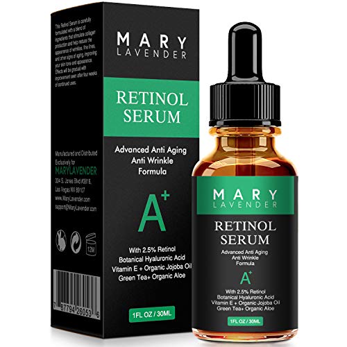 Product Cover MaryLavender Retinol Serum 2.5% for Face and Eye with Hyaluronic Acid,Vitamin E,Green Tea, Wheat Gem Oil,Anti Aging Anti Wrinkles Facial Serum Reduce wrinkles Fine Lines,Dark Spots, Pores,Acne,1 fl oz