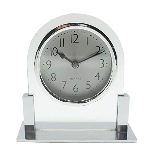 Product Cover MUMUWIND Glass Table Clock Ultra-Quiet Metal Small Alarm Clock,