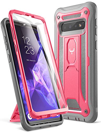 Product Cover YOUMAKER Case for Galaxy S10 Plus, Built-in Screen Protector Work with Fingerprint ID Kickstand Full Body Heavy Duty Protection Shockproof Cover for Samsung Galaxy S10+ Plus 6.4 inch (2019) - Pink