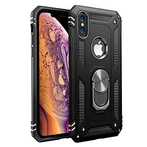 Product Cover iPhone X Case | iPhone Xs Case [ Military Grade ] 15ft. Drop Tested Protective Case | Kickstand | Wireless Charging | Compatible with Apple iPhone X Case | iPhone Xs Case- Black