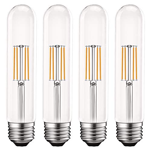 Product Cover Luxrite Vintage T9 LED Tube Light Bulbs 60W Equivalent, 2700K Warm White, 550 Lumens, Dimmable Edison Tubular Light Bulbs 5W, Clear Glass, LED Filament Bulb, UL Listed, E26 Standard Base (4 Pack)