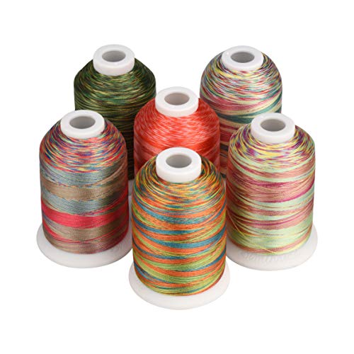Product Cover Simthread 6 Colors Polyester Variegated Embroidery Machine Thread 1100 Yards (1000M) for Decoration Babylock Singer Brother Janome Pfaff Husqvarna Embroidery and Sewing Machines - Festival Series