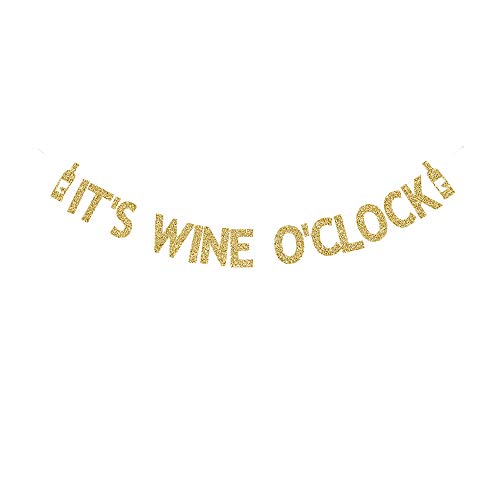 Product Cover It's Wine O'clock Banner, Gold Gliter Paper Sign for Wine Party, Birthday/Engagement/Bacherolette/Wedding/Summer Party