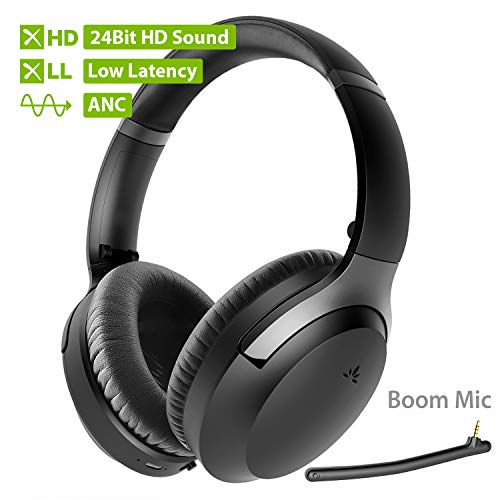 Product Cover [2020] Avantree aptX-HD 24 Bit Hi-Fi Bluetooth 5.0 Active Noise Cancelling Headphones, Wireless Over Ear ANC Headset with Boom Mic for Clear Phone Calls, aptX Low Latency for TV PC Computer - Aria Pro