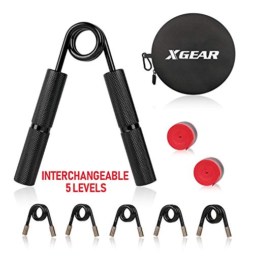 Product Cover XGEAR Interchangeable Hand Grip Strengthener Kit - Roubust Finger Gripper, Non-Slip Hand Squeezer With Sweat Bands- Perfect For Wrist, Forearm,Finger Strength Workout and Hand Rehabilitation- 5 Levels