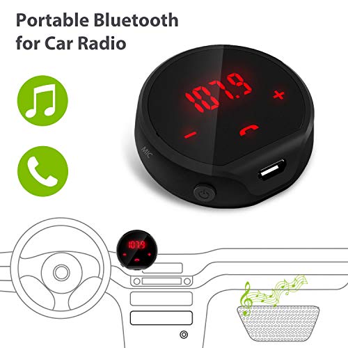Product Cover Avantree CK310 Bluetooth FM Radio Transmitter for Car, Auto Power On Off w/Cord Or Cordless Rechargeable 7h, Wireless Hands Free Car Kit Adapter & Receiver for Music, Call and GPS to Car Audio System