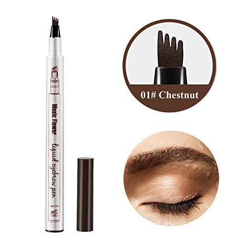 Product Cover Eyebrow Tattoo Pen,Waterproof Tat Brow Microblading Eyebrow Tattoo Pencil with a Micro Fork Tip Applicator Creates Natural Looking Brows Effortlessly and Stays on All Day for Eyes Makeup（01#Chestnut）