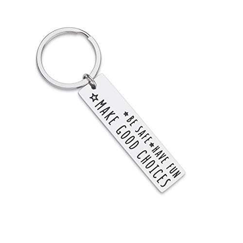Product Cover New Driver Keychain for Boyfriend College Student Gifts High School Graduation Keychain for Daughter Son Teenage Girls Boys Birthday Gift Be Safe Have Fun Make Good Choices Going Away for Her Him