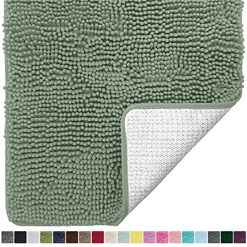 Product Cover Gorilla Grip Original Luxury Chenille Bathroom Rug Mat, 48x24, Extra Soft and Absorbent Shaggy Rugs, Machine Wash and Dry, Perfect Plush Carpet Mats for Tub, Shower, and Bath Room, Sage Green