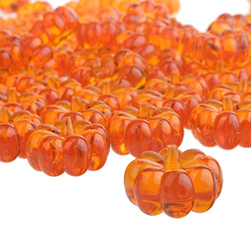 Product Cover PMLAND Mini Acrylic Pumpkin Ornaments for Fall Decorations Party Table Scatter Halloween and Thanksgiving Décor, 1 Pound Package, Approx. 105 pcs