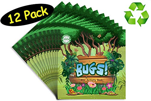 Product Cover Insect Bugs Animals Party Favors Mini Activity Books // 100% Recycled Paper Full Color // 12-pack, 4.75 x 4.75 inches