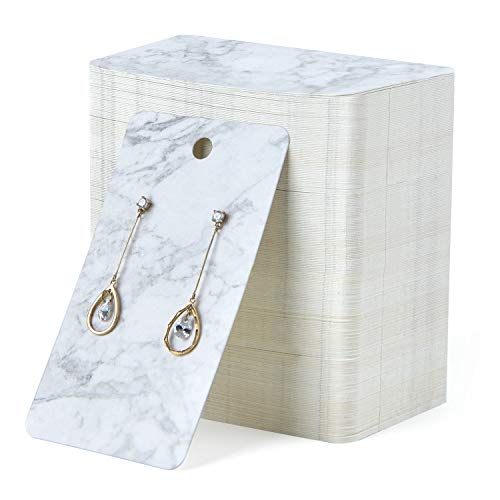 Product Cover Coopay 200 Pieces Earring Display Card Earring Card Holder Blank Kraft Paper Tags for DIY Ear Studs and Earrings,3.5 x 2 Inches (Marble Stripe)