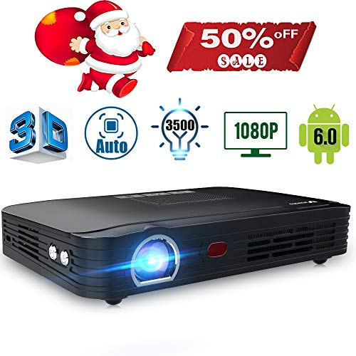 Product Cover Projector 3500lumens Mini Portable DLP 3D Video Projector Max 300 '' Home Theater Projector Support 1080P HDMI WiFi Bluetooth USB VGA PS4 Great for Gaming Business Education Built-in Speaker&Battery