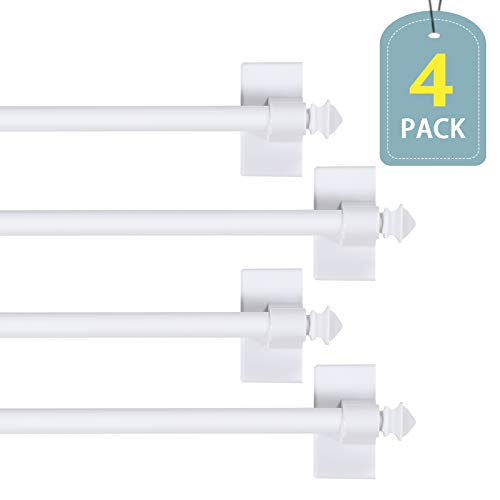 Product Cover H.VERSAILTEX Adjustable Appliance Magnetic Rods for Lightweight Curtains with Petite Balls, 16 Inch Extends to 28 Inch, 1/2 Inch Diameter, White, 4 Packs