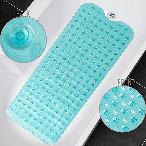 Product Cover HmiL-U Bathtub Mats | 30% Extra Long Bath Mat |Anti Slip Shower Mat with 200 Suction Cups |Machine Washable 16in x 40 in (Clear Green)