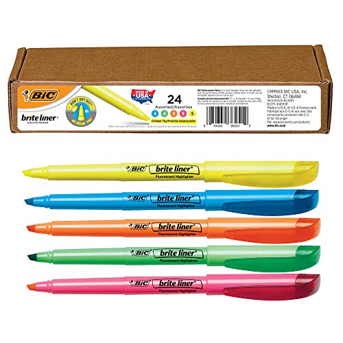 Product Cover BIC Brite Liner Highlighter, Chisel Tip, Assorted Colors, 24-Count