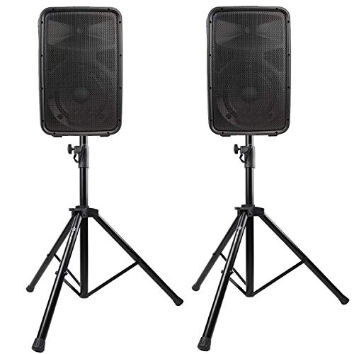 Product Cover Tripod Speaker Stands Pair - Height Adjustable from 43-73 Inch - 35mm Compatible Insert for DJ, PA Speaker - Heavy Duty Tripod Speaker Holder Hold up to 110lbs (Model: PSTSS1)