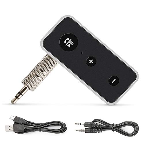 Product Cover Bluetooth 5.0 aux Adapter, POSTA Audio Car Kit Receiver, Portable Wireless Audio Adapter 3.5mm Aux for Music, Home Hi-fi System, Speaker, Headphones, Hands-Free Car Kit with Microphone