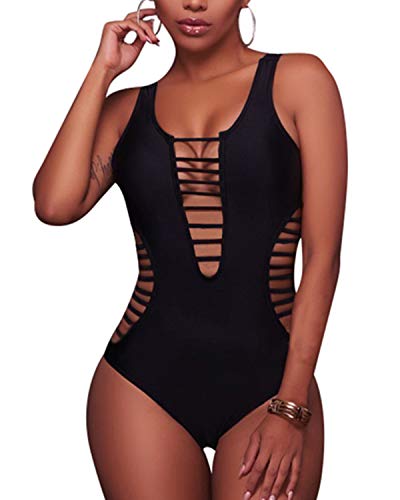 Product Cover BeachQueen Women Sexy One Piece Swimsuit Plunge Deep V Neck Cutout Bathing Suit