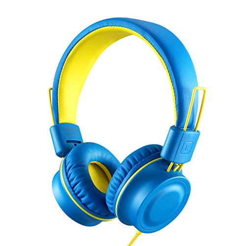 Product Cover Kids Headphones-noot products K33 Foldable Stereo Tangle-Free 3.5mm Jack Wired Cord On-Ear Headset for Children/Teens/Boys/Girls/Smartphones/School/Kindle/Airplane Travel/Plane/Tablet (Electric Blue)