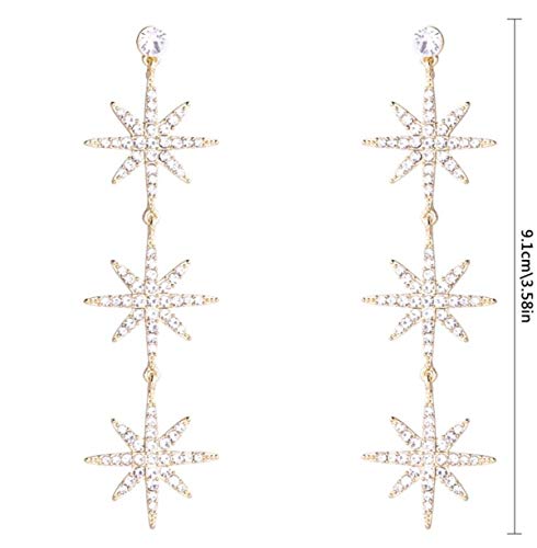 Product Cover Gold Star Christmas Earrings - Silver Crystal Dangle Wedding Jewelry for Women