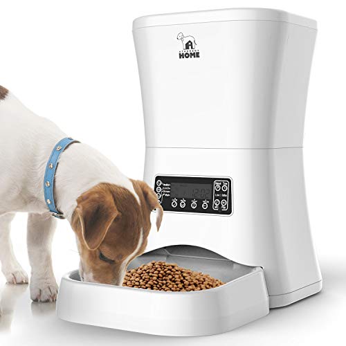 Product Cover Automatic Pet Feeder | Auto Cat Dog Timed Programmable Food Dispenser Feeder for Medium Small Pet Puppy Kitten - Portion Control Up to 4 Meals/Day,Voice Recording,Battery and Plug-in Power 7L(White)